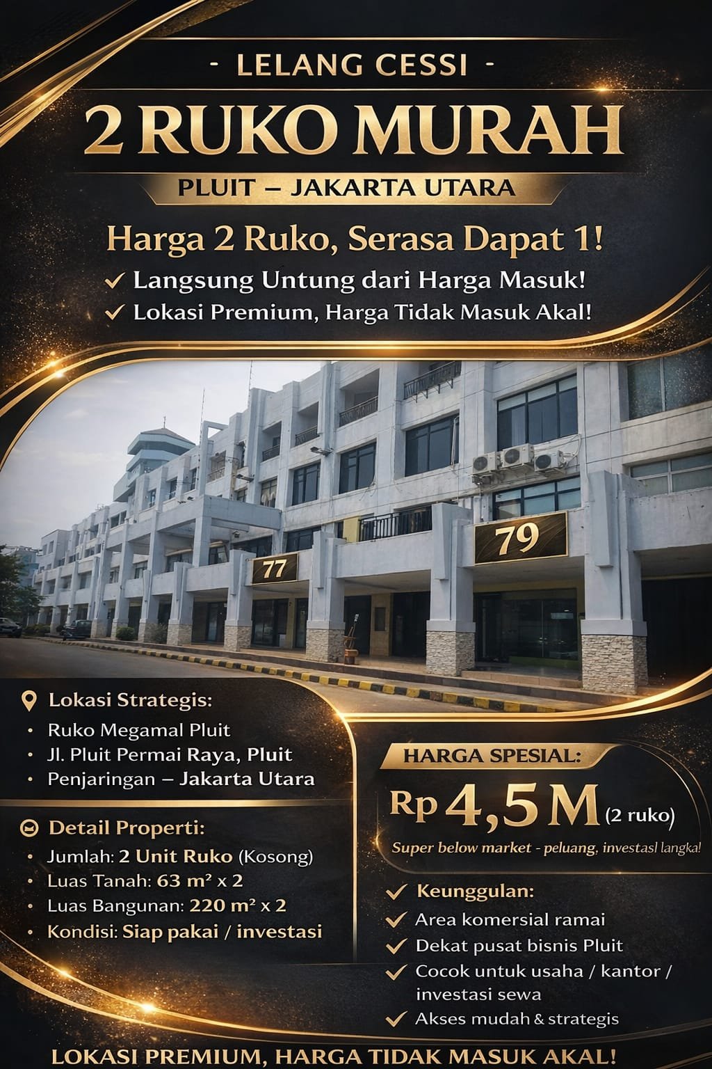 LELANG CESSIE 2 RUKO MEGAMALL PLUIT-JAKUT